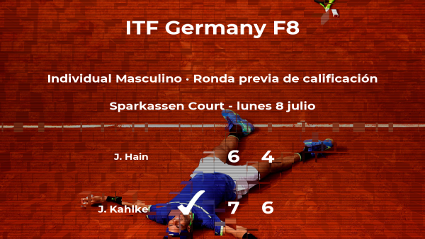 Jannis Kahlke logra ganar en la ronda previa de calificación contra el tenista Jan Soeren Hain Jannis Kahlke logra ganar en la ronda previa de calificación contra el tenista Jan Soeren Hain