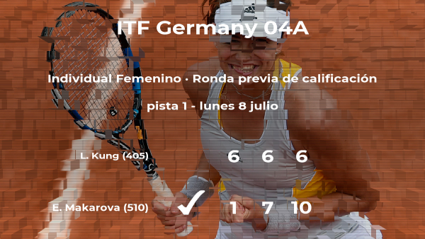 La tenista Ekaterina (1996) Makarova gana en la ronda previa de calificación del torneo de Versmold La tenista Ekaterina (1996) Makarova gana en la ronda previa de calificación del torneo de Versmold