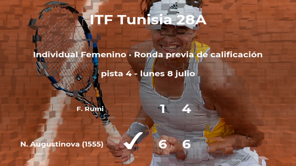 La tenista Natalie Augustinova pasa a la siguiente fase del torneo de Tabarka La tenista Natalie Augustinova pasa a la siguiente fase del torneo de Tabarka