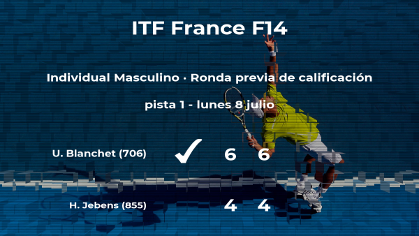 El tenista Ugo Blanchet gana al tenista Hendrik Jebens en la ronda previa de calificación El tenista Ugo Blanchet gana al tenista Hendrik Jebens en la ronda previa de calificación