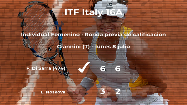 La tenista Federica Di Sarra venció a la tenista Linda Noskova en la ronda previa de calificación del torneo de Torino La tenista Federica Di Sarra venció a la tenista Linda Noskova en la ronda previa de calificación del torneo de Torino
