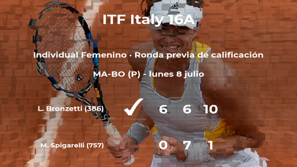 Lucia Bronzetti pasa a la siguiente fase del torneo de Torino Lucia Bronzetti pasa a la siguiente fase del torneo de Torino