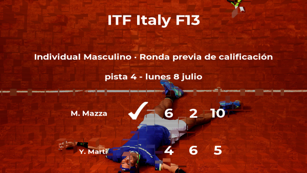 El tenista Manuel Mazza consigue ganar en la ronda previa de calificación contra el tenista Yann Marti El tenista Manuel Mazza consigue ganar en la ronda previa de calificación contra el tenista Yann Marti