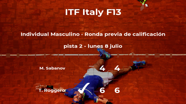 El tenista Tommaso Roggero consigue ganar en la ronda previa de calificación a costa del tenista Matej Sabanov El tenista Tommaso Roggero consigue ganar en la ronda previa de calificación a costa del tenista Matej Sabanov