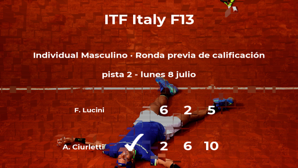 El tenista Andrés Gabriel Ciurletti logra ganar en la ronda previa de calificación a costa de Federico Lucini El tenista Andrés Gabriel Ciurletti logra ganar en la ronda previa de calificación a costa de Federico Lucini