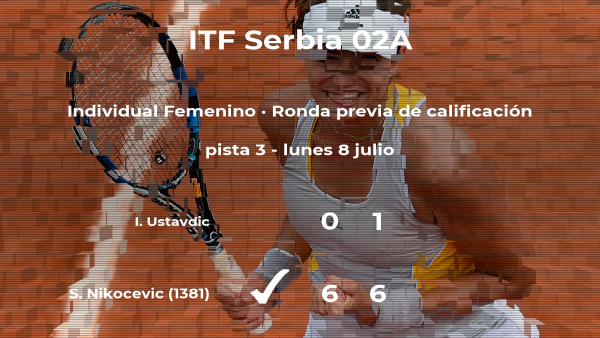 La tenista Sarah Nikocevic venció a la tenista Irma Ustavdic en la ronda previa de calificación del torneo de Prokuplje La tenista Sarah Nikocevic venció a la tenista Irma Ustavdic en la ronda previa de calificación del torneo de Prokuplje