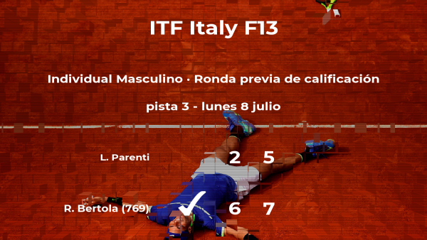 El tenista Remy Bertola vence a Luca Parenti en la ronda previa de calificación El tenista Remy Bertola vence a Luca Parenti en la ronda previa de calificación