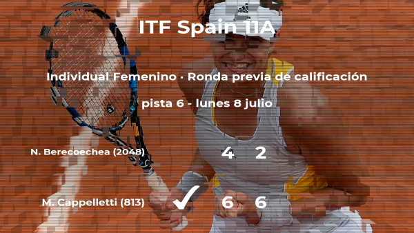 Monica Cappelletti consigue la plaza para la siguiente fase tras vencer en la ronda previa de calificación Monica Cappelletti consigue la plaza para la siguiente fase tras vencer en la ronda previa de calificación