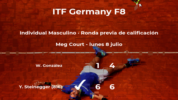 El tenista Yannik Steinegger vence en la ronda previa de calificación del torneo de Marburgo El tenista Yannik Steinegger vence en la ronda previa de calificación del torneo de Marburgo