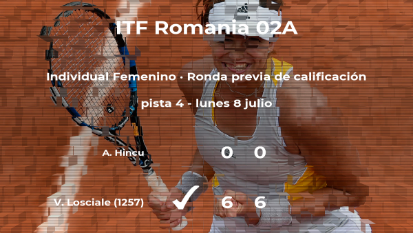 La tenista Valentina Losciale logra ganar en la ronda previa de calificación a costa de la tenista Alexandra Hincu La tenista Valentina Losciale logra ganar en la ronda previa de calificación a costa de la tenista Alexandra Hincu