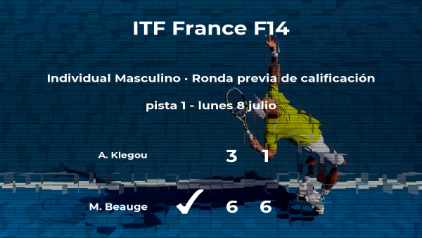 El tenista Maxence Beauge pasa a la siguiente fase del torneo de Ajaccio El tenista Maxence Beauge pasa a la siguiente fase del torneo de Ajaccio