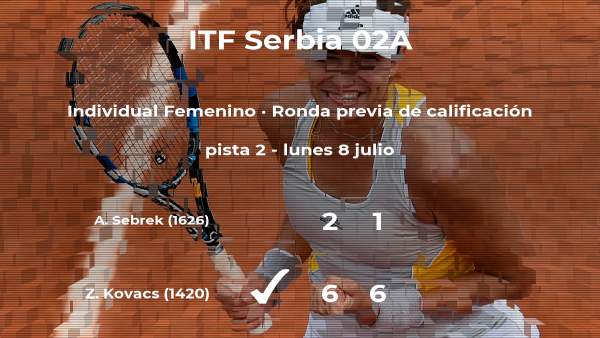 La tenista Zita Kovacs vence a Andjela Sebrek en la ronda previa de calificación La tenista Zita Kovacs vence a Andjela Sebrek en la ronda previa de calificación