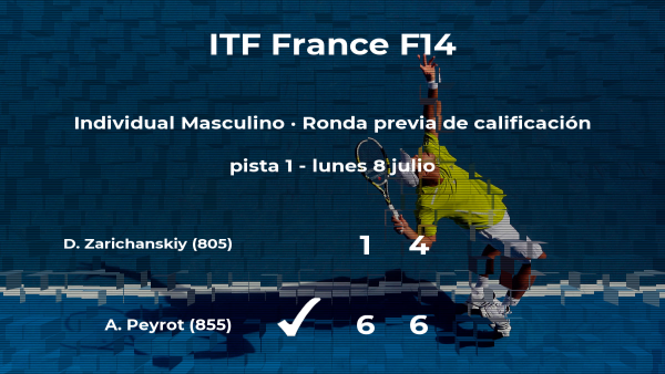 Alexandre Peyrot consigue vencer en la ronda previa de calificación a costa de Daniil Zarichanskiy Alexandre Peyrot consigue vencer en la ronda previa de calificación a costa de Daniil Zarichanskiy