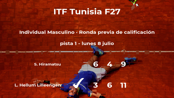 El tenista Lukas Hellum Lilleengen venció al tenista Shinnosuke Hiramatsu en la ronda previa de calificación del torneo de Tabarka El tenista Lukas Hellum Lilleengen venció al tenista Shinnosuke Hiramatsu en la ronda previa de calificación del torneo de Tabarka