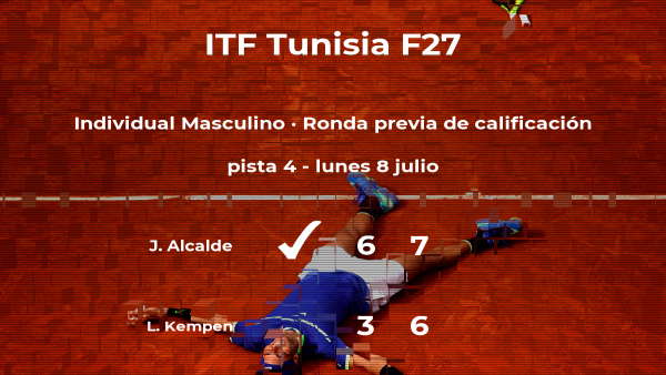 El tenista Juan Ignacio Alcalde venció al tenista Lynn Max Kempen en la ronda previa de calificación del torneo de Tabarka El tenista Juan Ignacio Alcalde venció al tenista Lynn Max Kempen en la ronda previa de calificación del torneo de Tabarka