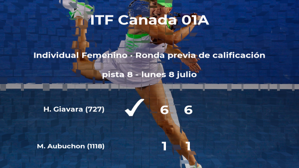 La tenista Haley Giavara logra ganar en la ronda previa de calificación a costa de Micheline Aubuchon La tenista Haley Giavara logra ganar en la ronda previa de calificación a costa de Micheline Aubuchon