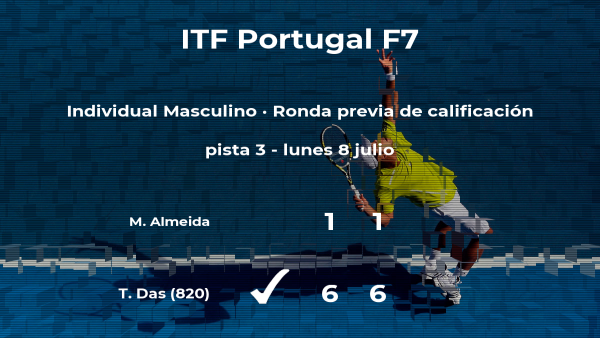 Terence Das ganó al tenista Manuel Almeida en la ronda previa de calificación del torneo de Idanha-A-Nova Terence Das ganó al tenista Manuel Almeida en la ronda previa de calificación del torneo de Idanha-A-Nova
