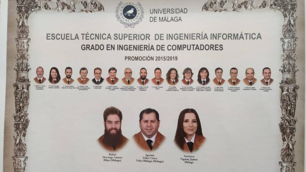 Orla de la promoción 2015/2019 del grado en Ingeniería de Computadores de la Universidad de Málaga Orla de la promoción 2015/2019 del grado en Ingeniería de Computadores de la Universidad de Málaga