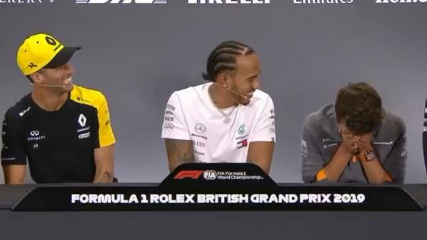Daniel Ricciardo, Lewis Hamilton y Lando Norris Daniel Ricciardo, Lewis Hamilton y Lando Norris