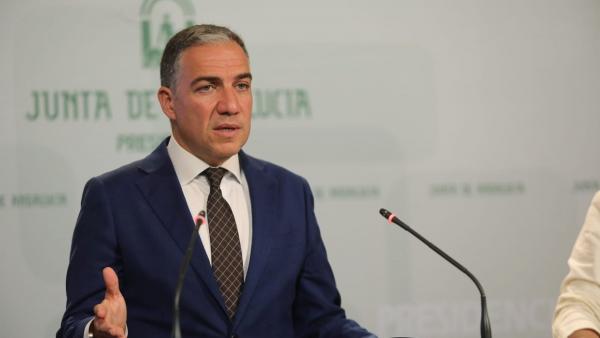 El portavoz de la Junta de Andalucía, Elías Bendodo, en rueda de prensa. El portavoz de la Junta de Andalucía, Elías Bendodo, en rueda de prensa.