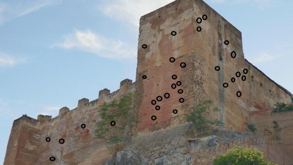 Nidos de vencejos en la Torre de los Pozos de Cáceres Nidos de vencejos en la Torre de los Pozos de Cáceres