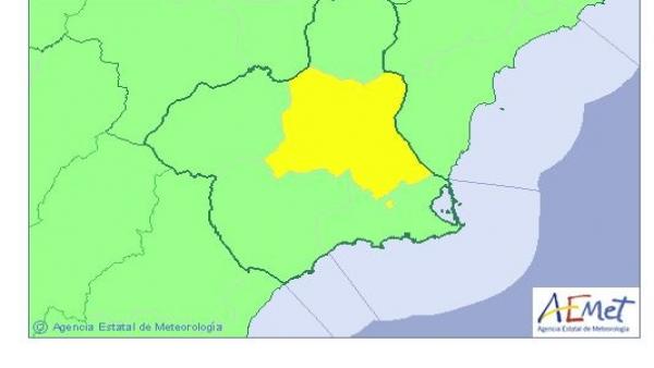 Mapa alerta amarilla por temperaturas en la Región el domingo Mapa alerta amarilla por temperaturas en la Región el domingo