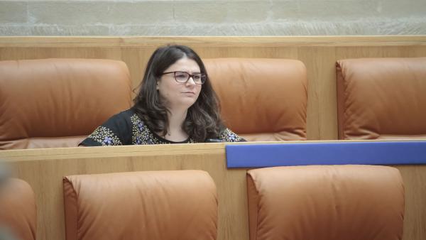 La diputada de Podemos en La Rioja, Raquel Romero, durante la segunda sesión del pleno de investidura para la elección de la Presidencia del Gobierno regional. La diputada de Podemos en La Rioja, Raquel Romero, durante la segunda sesión del pleno de investidura para la elección de la Presidencia del Gobierno regional.