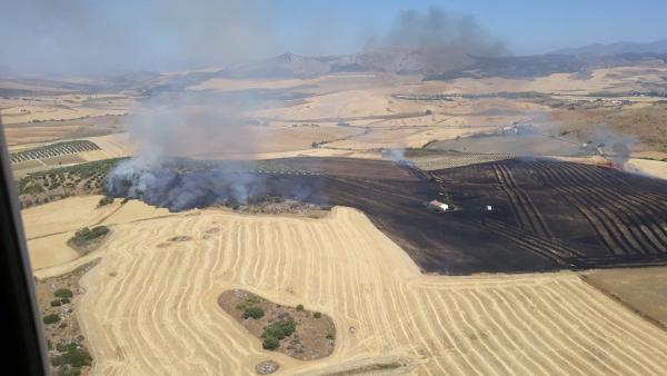 Imagen del incendio agrícola declarado en Cañete La Real (Málaga) Imagen del incendio agrícola declarado en Cañete La Real (Málaga)