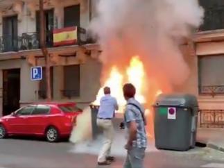 Incendio junto a la sede de VOX en Madrid