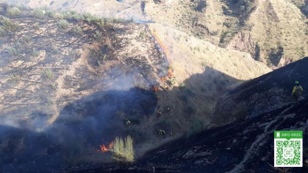 Efectivos del Infoca luchan contra las llamas en el cerro de Granada afectado por el incendio Efectivos del Infoca luchan contra las llamas en el cerro de Granada afectado por el incendio