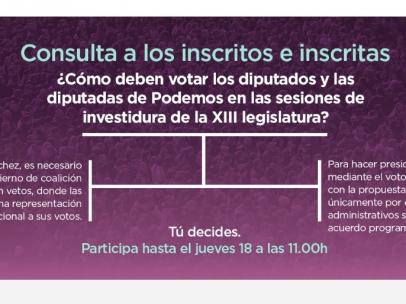 Podemos cierra la consulta para definir su voto en la investidura, cuyos resulta