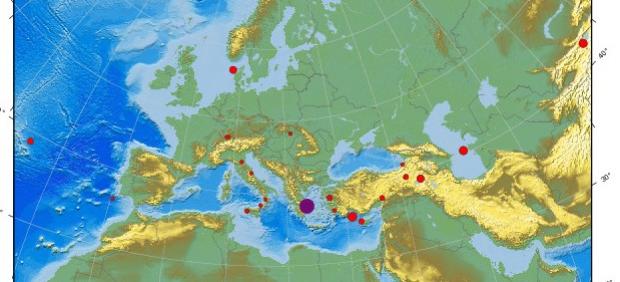 Localización del epicentro del terremoto, en Magula, Grecia.
