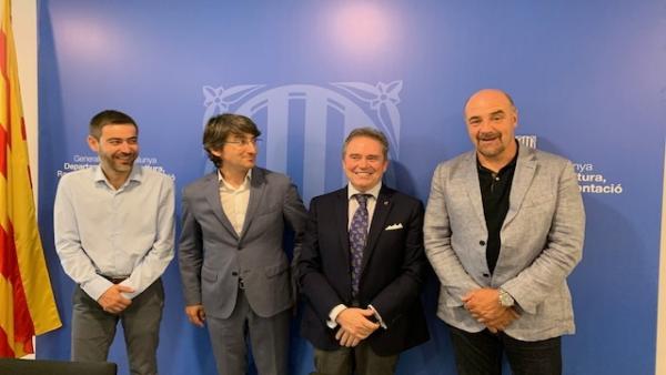El director de los Servicios Territoriales de Agricultura en Lleida, Ferran de Noguera; el director general de Afrucat, Manel Simón; el presidente del Comité de fruta de pepita, Joan Serentill, y el presidente de Afrucat Francesc Torres El director de los Servicios Territoriales de Agricultura en Lleida, Ferran de Noguera; el director general de Afrucat, Manel Simón; el presidente del Comité de fruta de pepita, Joan Serentill, y el presidente de Afrucat Francesc Torres