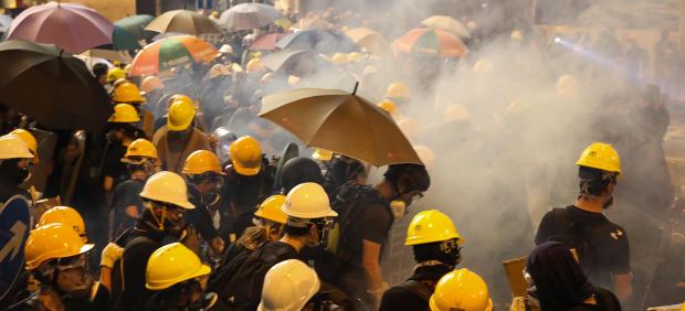 Momento de la marcha de protesta en Hong Kong