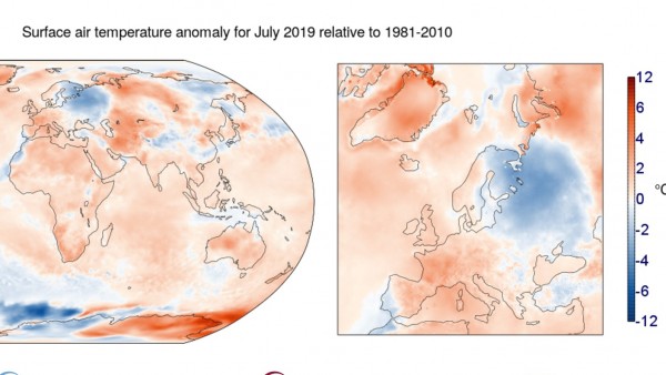 Aumento de la temperatura en julio de 2019 Aumento de la temperatura en julio de 2019