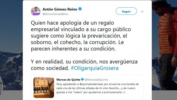 Captura de pantalla del tuit escrito por Antón Gómez-Reino. Captura de pantalla del tuit escrito por Antón Gómez-Reino.
