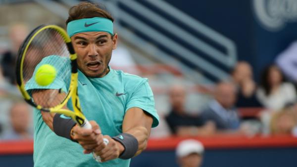 09 August 2019, Canada, Montreal: Spanish tennis player Rafael Nadal in action against Italian tennis player Fabio Fognini during their men's singles quarter final tennis match of the Rogers Cup Montreal tennis tournament. Photo: Christopher Levy/ZUMA Wir 09 August 2019, Canada, Montreal: Spanish tennis player Rafael Nadal in action against Italian tennis player Fabio Fognini during their men's singles quarter final tennis match of the Rogers Cup Montreal tennis tournament. Photo: Christopher Levy/ZUMA Wir