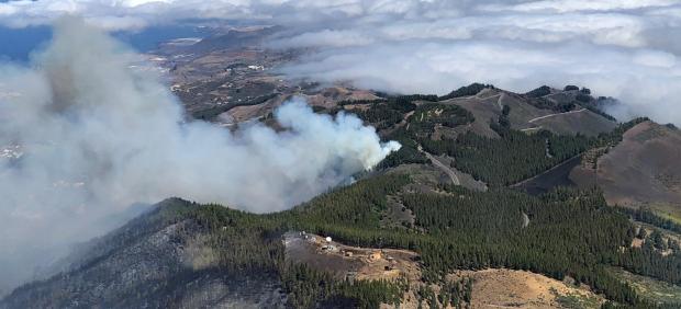 Imagen aérea del incendio de Artenara