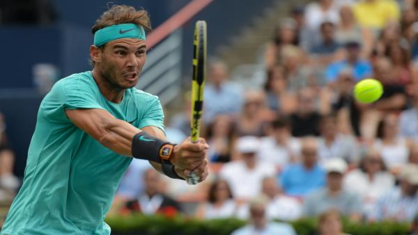 11 August 2019, Canada, Montreal: Spanish tennis player Rafael Nadal in action against Russia's Daniil Medvedev during their men's final tennis match of the Rogers Cup Montreal tennis tournament. Photo: Christopher Levy/ZUMA Wire/dpa 11 August 2019, Canada, Montreal: Spanish tennis player Rafael Nadal in action against Russia's Daniil Medvedev during their men's final tennis match of the Rogers Cup Montreal tennis tournament. Photo: Christopher Levy/ZUMA Wire/dpa