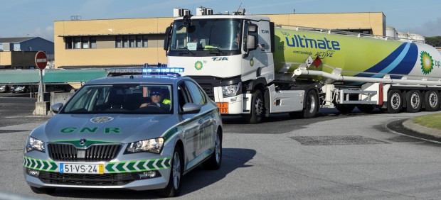 Huelga de transportistas de mercancías peligrosas en Portugal.