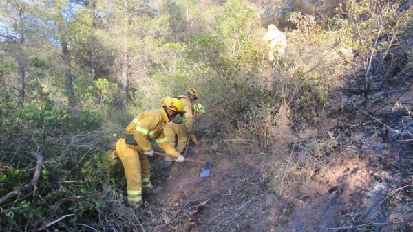 Tarea de extinción de un incendio forestal. Tarea de extinción de un incendio forestal.