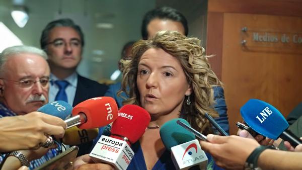 La portavoz del PP en la Junta General, Teresa Mallada, atiende a los medios tras el debate de elección del presidente. La portavoz del PP en la Junta General, Teresa Mallada, atiende a los medios tras el debate de elección del presidente.