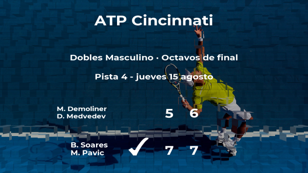 Soares y Pavic pasan a la siguiente fase del torneo ATP 1000 de Cincinnati tras vencer en los octavos de final Soares y Pavic pasan a la siguiente fase del torneo ATP 1000 de Cincinnati tras vencer en los octavos de final
