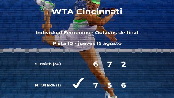 La tenista Naomi Osaka le arrebata el puesto de los cuartos de final a Su-Wei Hsieh La tenista Naomi Osaka le arrebata el puesto de los cuartos de final a Su-Wei Hsieh