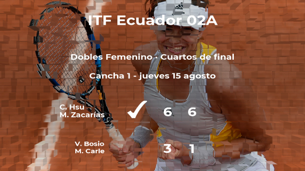 Las tenistas Hsu y Zacarías pasan a la siguiente fase del torneo de Guayaquil tras vencer en los cuartos de final Las tenistas Hsu y Zacarías pasan a la siguiente fase del torneo de Guayaquil tras vencer en los cuartos de final