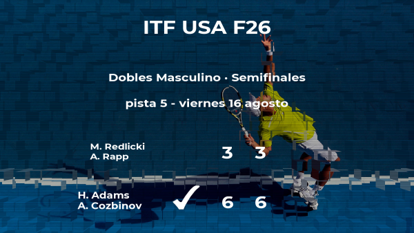 Los tenistas Adams y Cozbinov se hacen con la plaza de la final a costa de Redlicki y Rapp Los tenistas Adams y Cozbinov se hacen con la plaza de la final a costa de Redlicki y Rapp