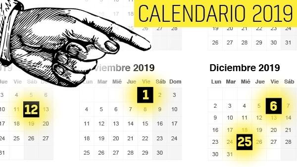 Calendario de festivos 2019 Calendario de festivos 2019