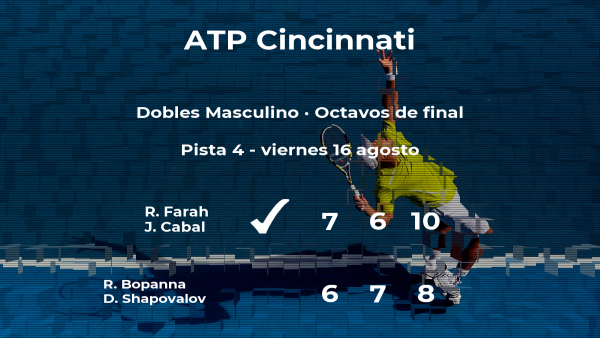 Farah y Cabal pasan a los cuartos de final del torneo ATP 1000 de Cincinnati Farah y Cabal pasan a los cuartos de final del torneo ATP 1000 de Cincinnati