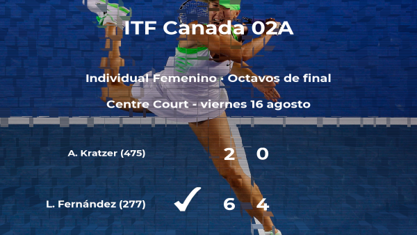 La tenista Leylah Annie Fernández pasa a la siguiente ronda del torneo ITF Canada 02A tras vencer en los octavos de final La tenista Leylah Annie Fernández pasa a la siguiente ronda del torneo ITF Canada 02A tras vencer en los octavos de final