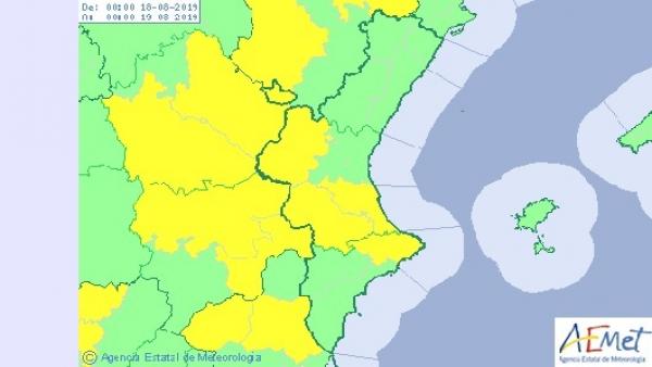 Mapa previsión meteorológica de Aemet para la Comunitat Valenciana Mapa previsión meteorológica de Aemet para la Comunitat Valenciana